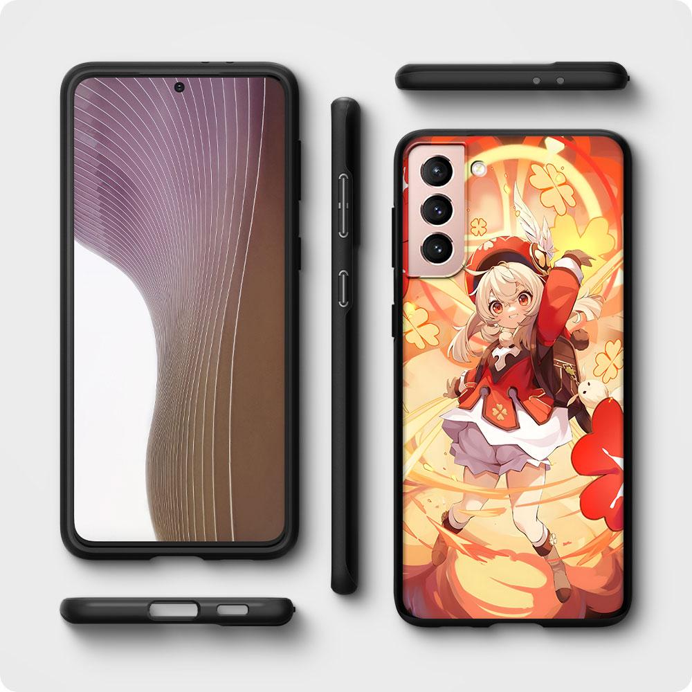 Klee Genshin Impact Case for Samsung Galaxy S23 S10e S10 S21 FE S22 S9 S24 Ultra S20 Plus Soft Black TPU Phone Cover Bumper