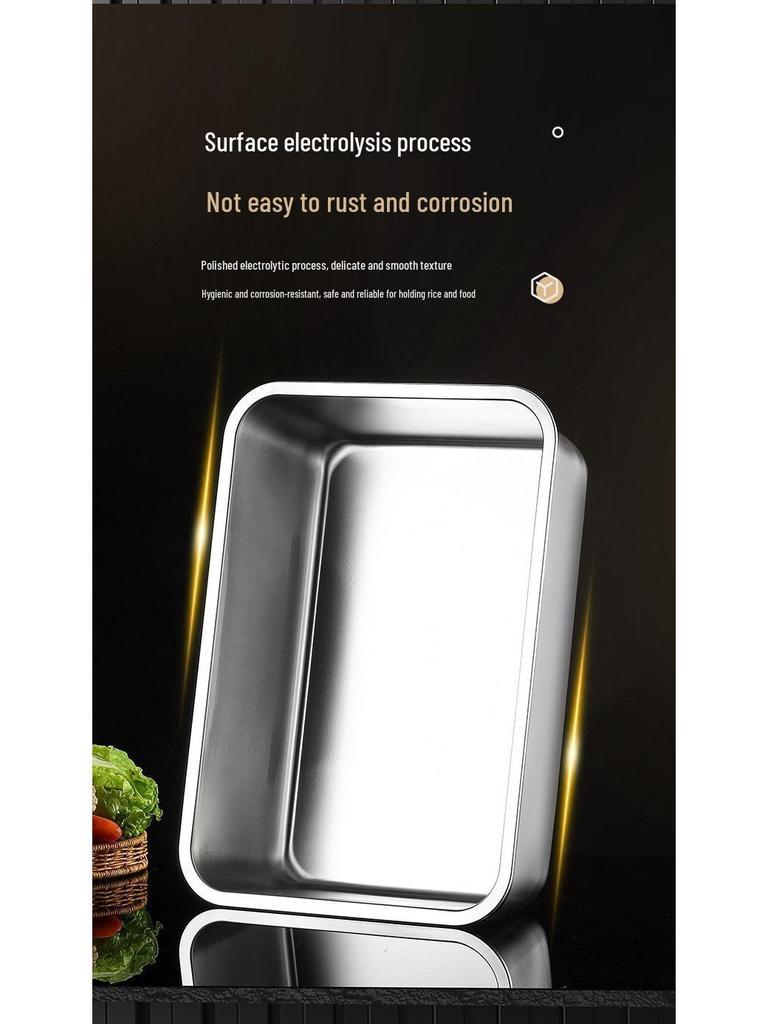 304 Stainless Steel Extra Large Deep Rectangular Self-Service Food Basin with Lid