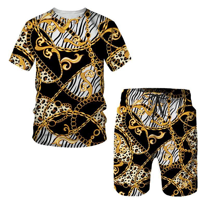 2025 Sommermode T-Shirt Set Tägliche Outdoor-Strandshorts Herren Kurzarm T-Shirt und Shorts Set Sommer 3D Gedruckt