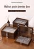 Compact Walnut Jewelry Box for Earrings, Rings, Necklaces, and Bracelets - with Lid and Display Case