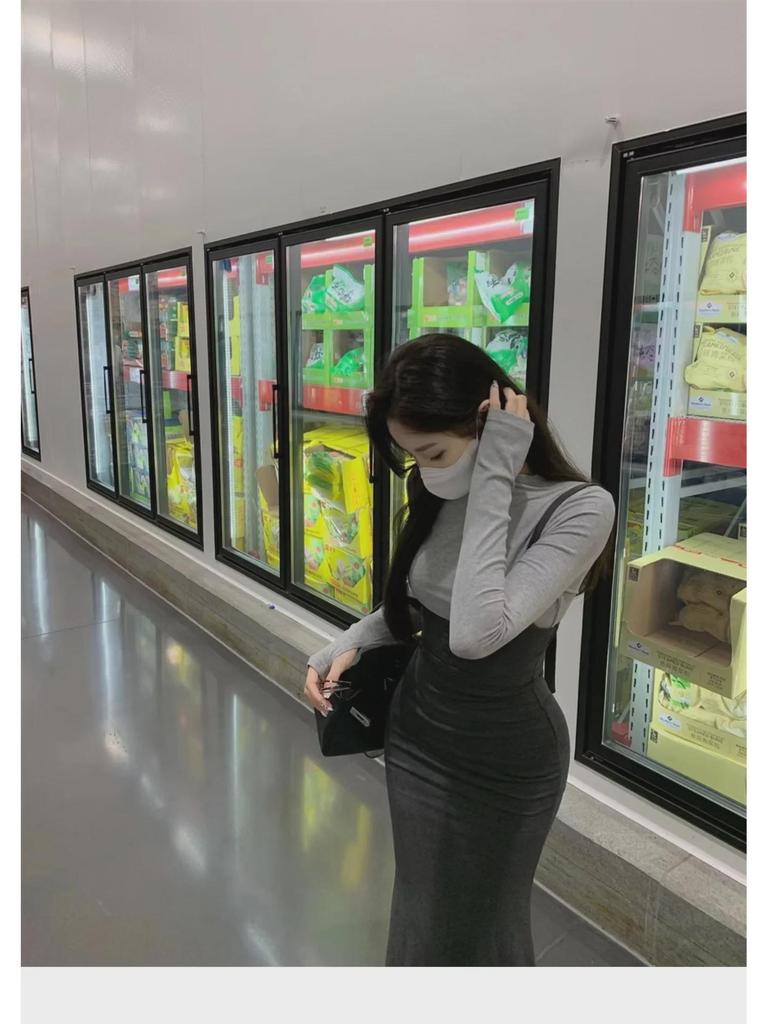 High-Waist Fishtail Skirt & Suspender Top Set - Chic Autumn/Winter Slim Fit Dress