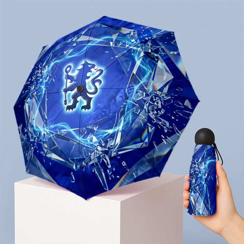 Chelsea FC Pattern Printed Mini 5 Folds 8 Ribs Compact Umbrella Windproof Waterproof Lightweight Portable Folding