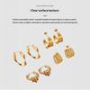 Stainless Steel Gold Color Hoop Earrings Retro Geometric Twisted Beaded C Shape Earring Jewelry For Women Daily Party Decor