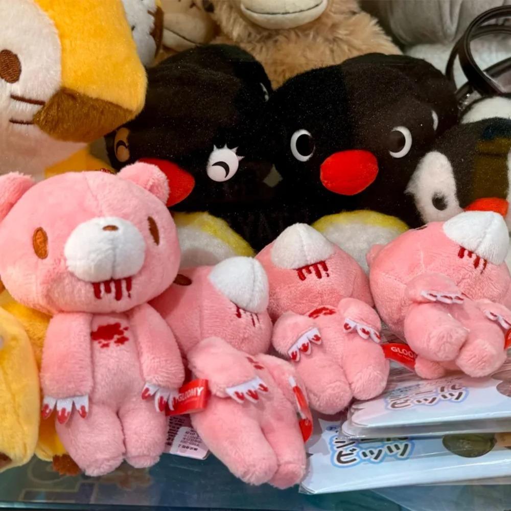 Jucărie pandantiv pluș ursuleț roz de 12 cm Ursuleț roz sângeros Jucărie moale Ursuleț drăguț Jucărie de pluș Pernă animal de pluș pentru copii Cadou de ziua de naștere