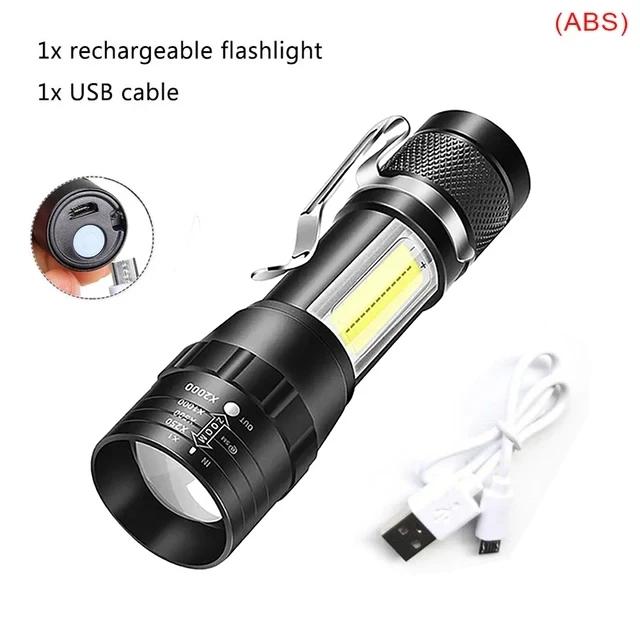 Powerful LED Flashlight USB Rechargeable Torch Portable Zoomable Camping Light 3 Lighting Modes For Outdoor Hiking Emergency