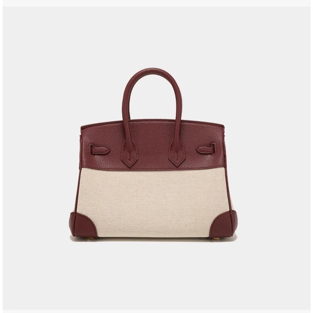 2025 Nuova borsa a contrasto platino borsa da lavoro di alta gamma borsa a tote in tela e pelle di grande capacità da donna all'ingrosso