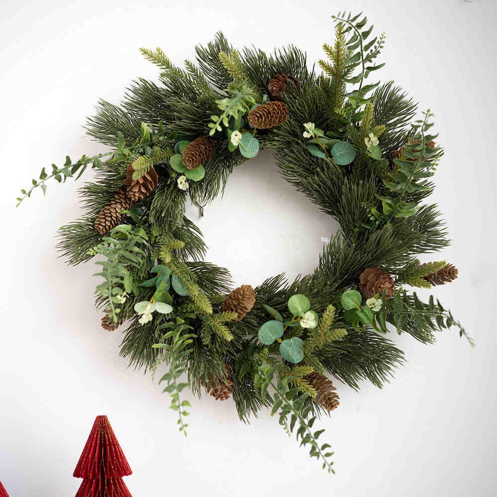 Forest Style PE Christmas Wreath for Door Hanging Decor