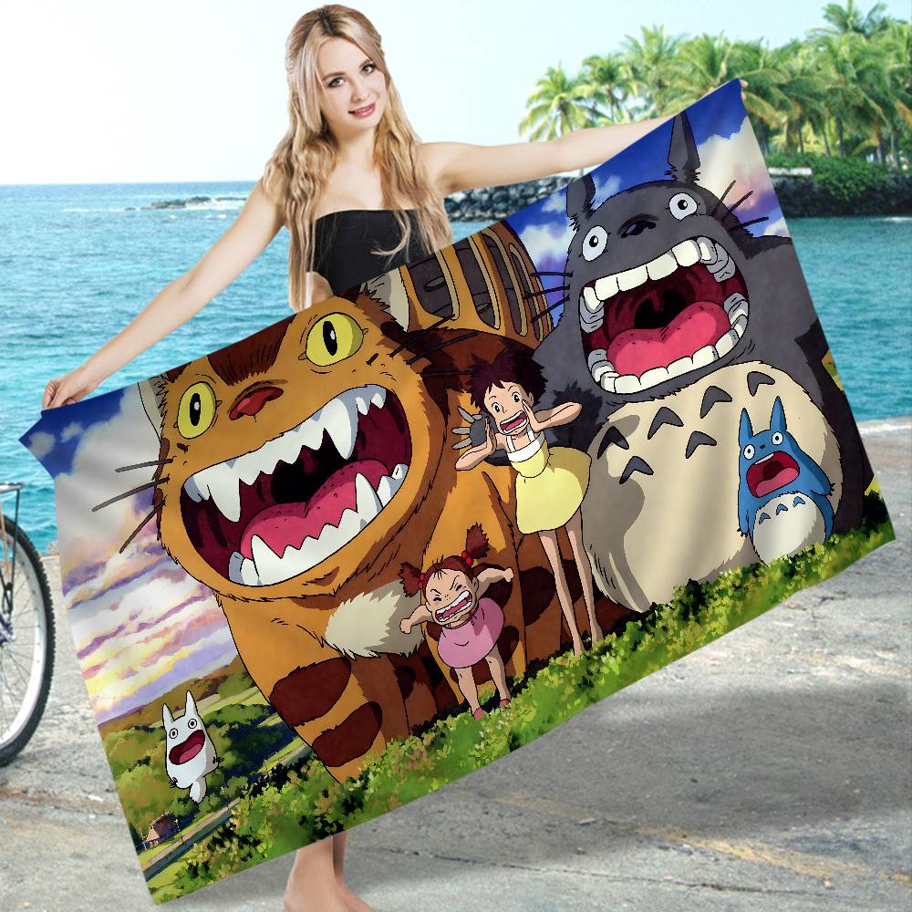 Kreslený T-Totoro Mikrovlákno Tištěný Plážový Ručník Horolezectví Jóga Pláž Koupání Běh Absorpční Měkký Ručník