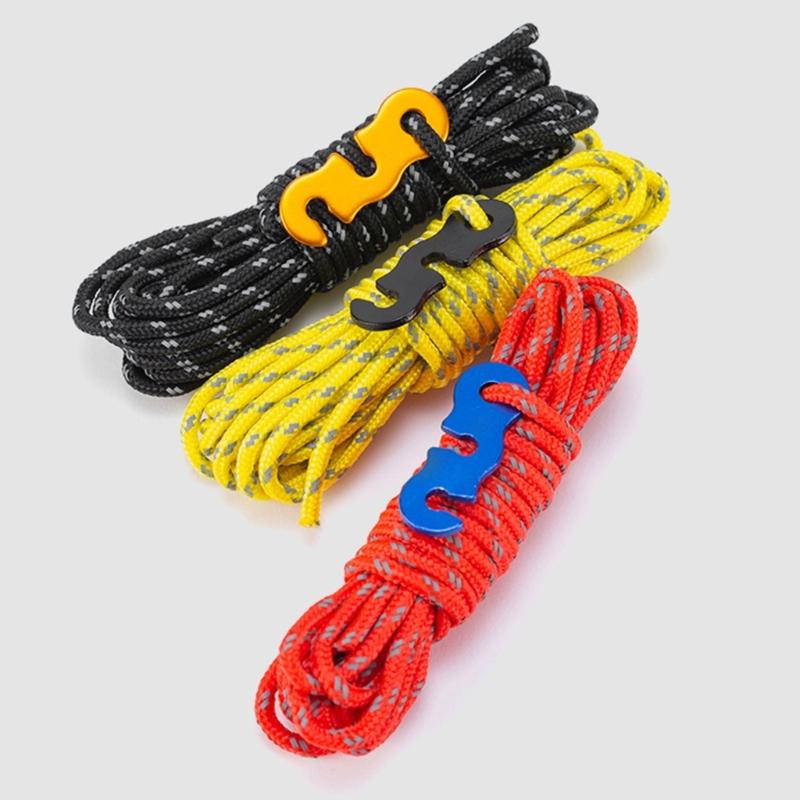 4pack Durability Reflective Tent Cords Reinforced Windproof Rope with Buckles for Enhances Night Safety