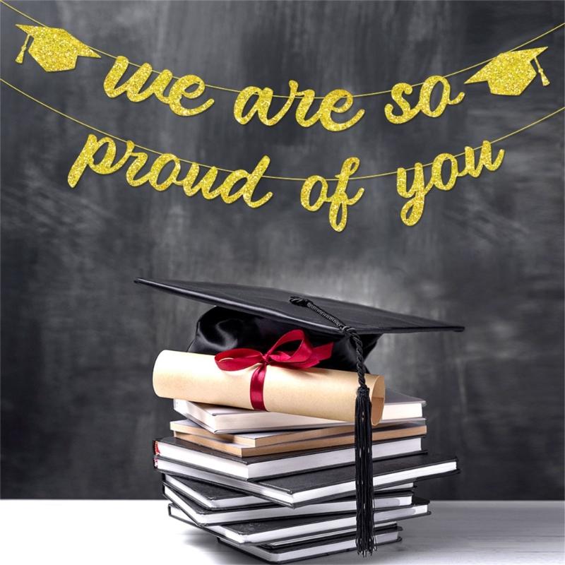 Graduation Decoration Banners With Glittering Finish Multipurpose Hanging Streamers 3 Color Option