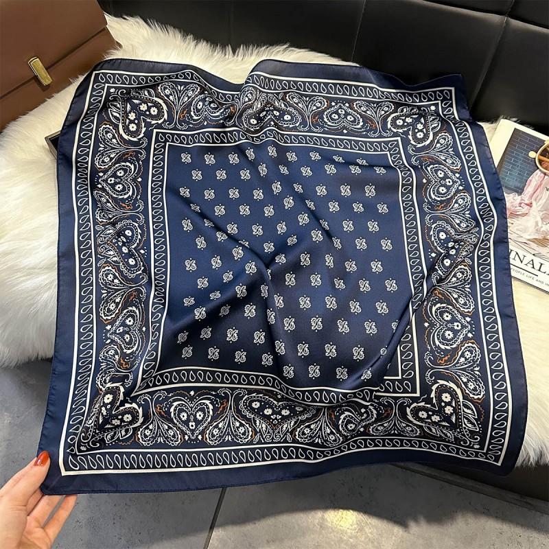 70x70cm Lightweight Silk-Look Square Scarf Women French Chic Hair Band Office Accessory Viscose 96%