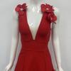 Women's European & American Style Deep V Floral Bandage Dress - Sexy Evening Gown & Short Dress