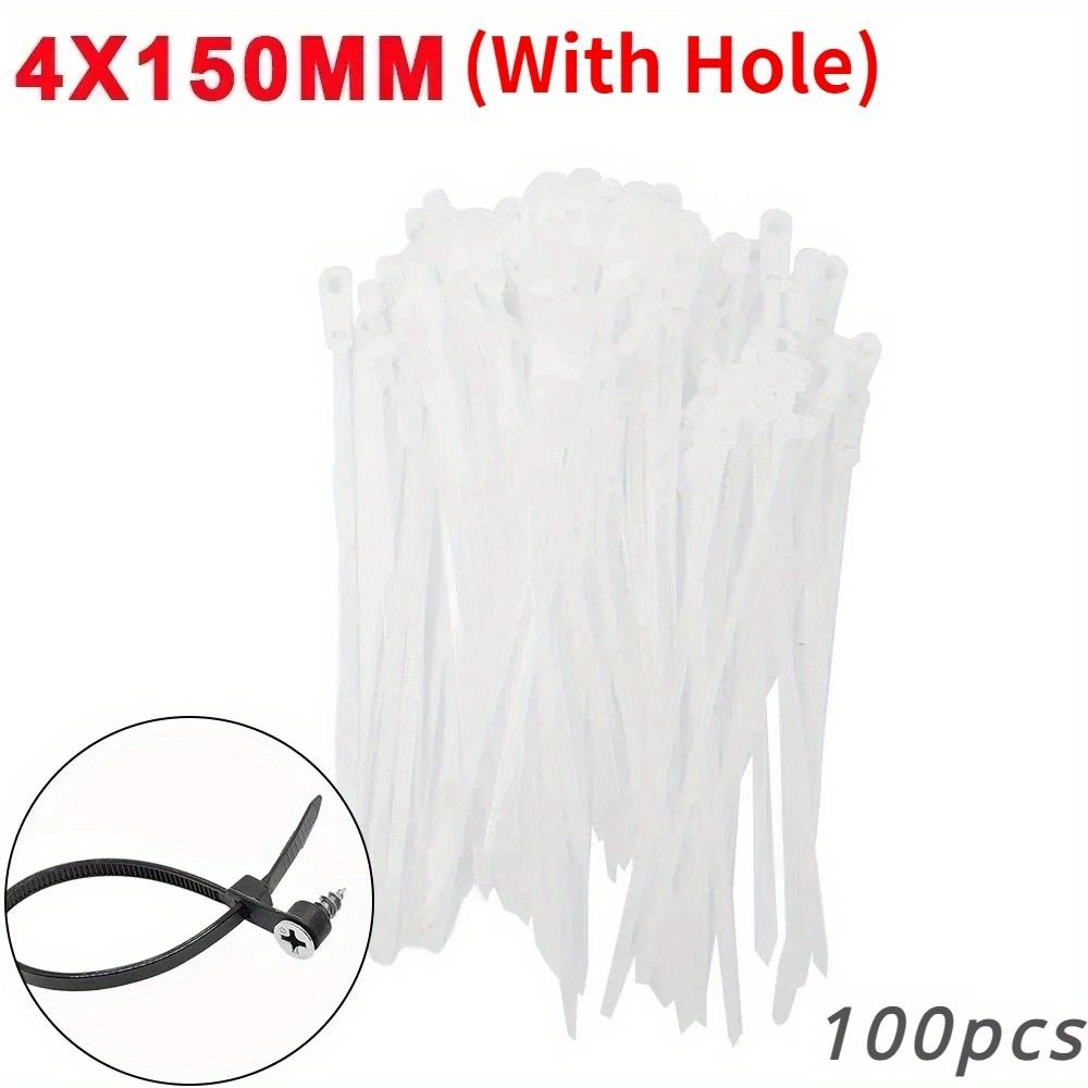 100pcs Creative Nylon Cable Ties with Screw Mounting Holes, Self-Locking Loop Strapping, DIY Office Cable Harness Organizer