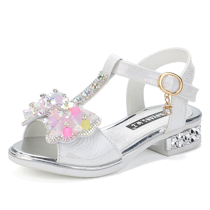 Girls' Princess Rhinestone Bow Sandals - Trendy Summer 2023 Fashion for School Students