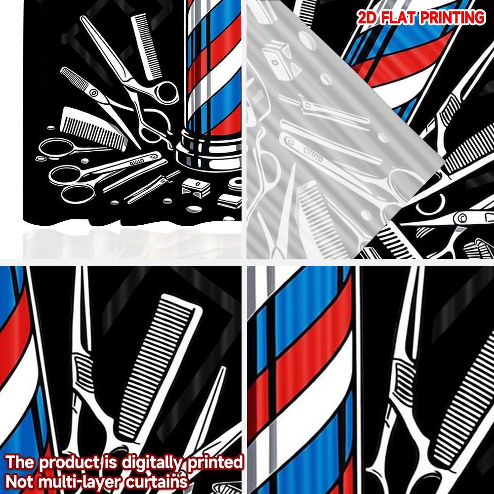 2D Flat Printing 2pcs Drapes Perfect for Barbershops Digital Printed Polyester Drapes Party Decorations Use for Festive