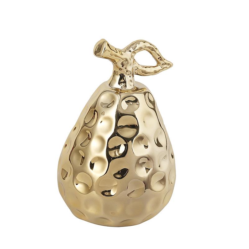 Ceramic Electroplated Sculpture Golden Silver Apple Pear Ornament Figurines Decoration Crafts Desktop Home Decor Accessories