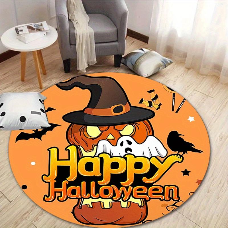 

1pc Soft, Absorbent & Non-Slip Happy Halloween Round Rug, Perfect for Entryway, Living Room, Bedroom Decor, Machine Washable Flannel Memory 80cm by 80cm