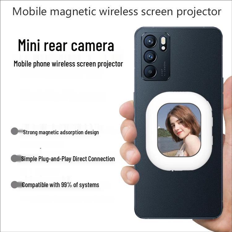 Wireless Screen Mirroring & Selfie Camera for Android/Apple: Rear Magnetic Device for Live Streaming