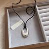 Fashion Silver Gold Bead Black Cord Necklace Unisex Geometric Pendant Minimalist Long Chain for Women Men Layering Jewelry