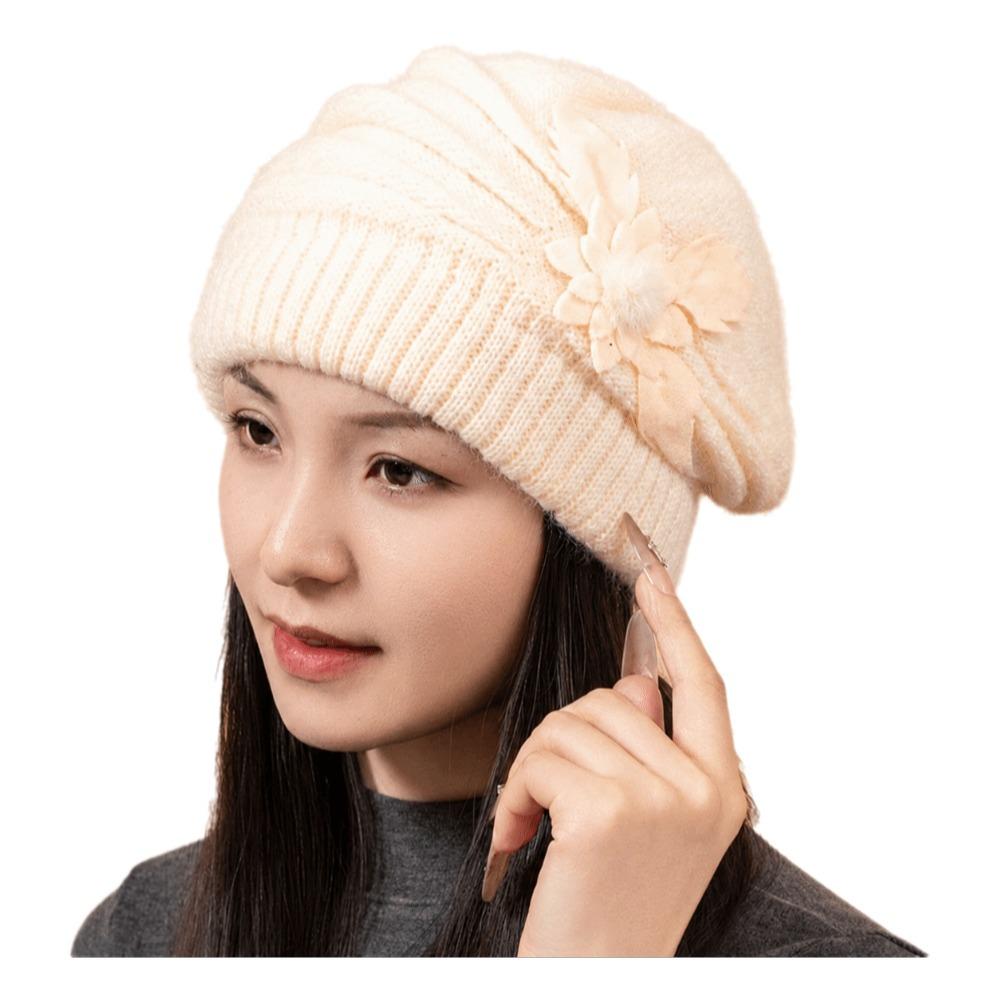Stretch Warm Knitted Hat Thick Knit Knit Slouchy Beanie Comfy Fleece Beanie  Autumn Winter