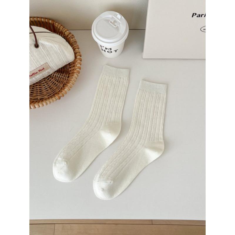 Twisted Socks, Women's Mid-calf Socks, Autumn and Winter Trend, Retro Pure Cotton Sports Pile Long Socks