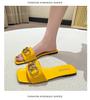 Summer Fashion Modern Slippers Women Flat Pleated Solid Leather Chain Decoration Rubber Sole Sexy Slides Ladies Summer Footwear