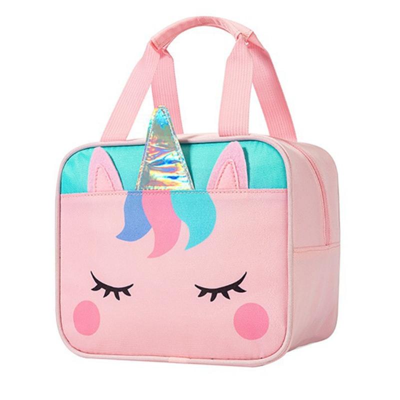 Kinder Lunchtasche Kindergarten Schüler Cartoon Tragbar Isolierte Thermische Lunchbox Tasche Rosa