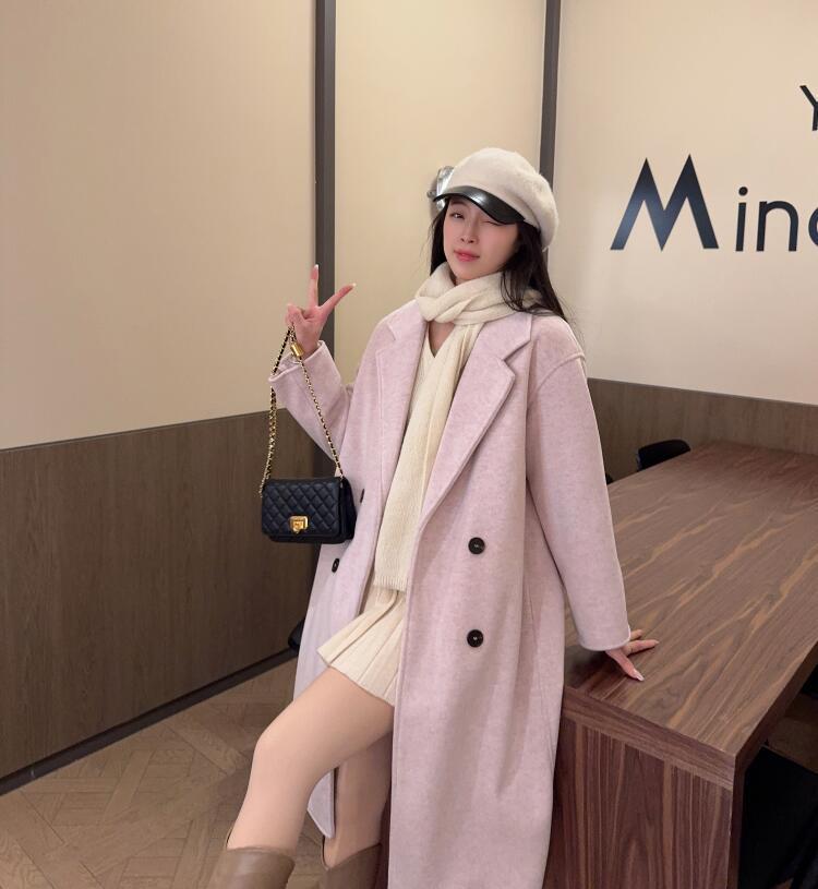 

Hepburn Style Double-Breasted Women s Wool Coat in Milk Coffee Color for Autumn/Winter 2025 Small