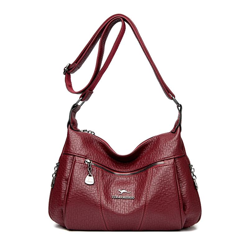 Women's Shoulder Bag Leather Versatile Double Layer Large Capacity Simplicity Retro High Quality Luxury Female's Crossbody Bags