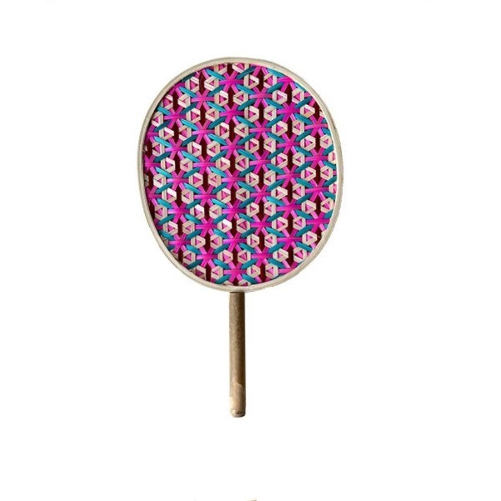 

Colorful Bamboo Braided Fan Ancient Hand Cranked Fan Durable Weaving Fan Summer Style D