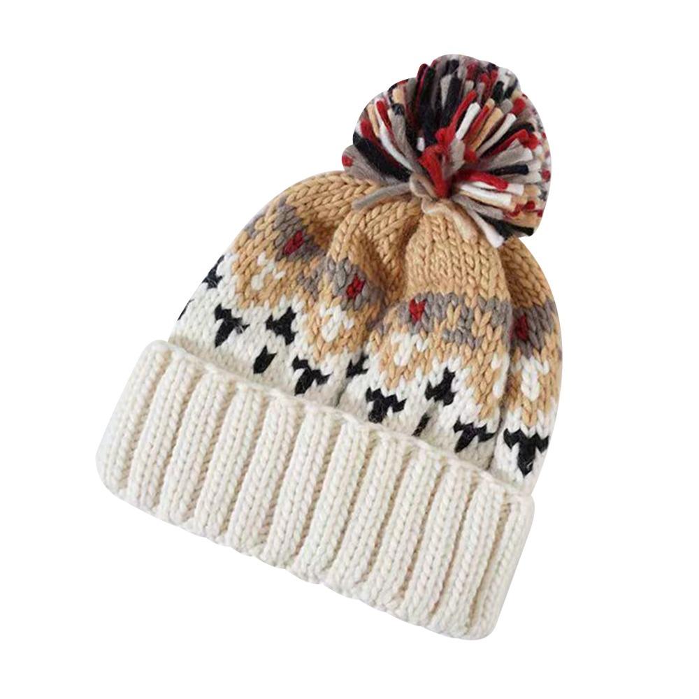 Thickened Winter Hat Warm Beanie Hats Fashion Pompoms Hat  Women