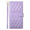 For iPhone 16 Case Rhombus Stitching Wallet Stand Leather Phone Cover with Long/Short Strap