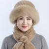 Fur Hat Female Winter Warm Rex Rabbit Hair Old Lady In The Elderly Mother Grandma Thickened Warm Hat Scarf