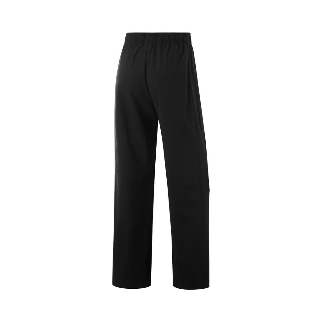 Li Ning Fitness Series Straight Loose Solid Color Mid Waist Knitted Sports Pants Women Bottoms Black AYKU730-1