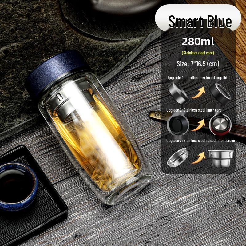 MINGHUI Leather Pattern Double Wall Glass Cup