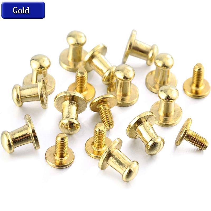 10-25sets Round Head Ball Post Studs Brass Buttons Screwback Nail Rivets Leather Bag Craft Hardware DIY Accessories Buckles