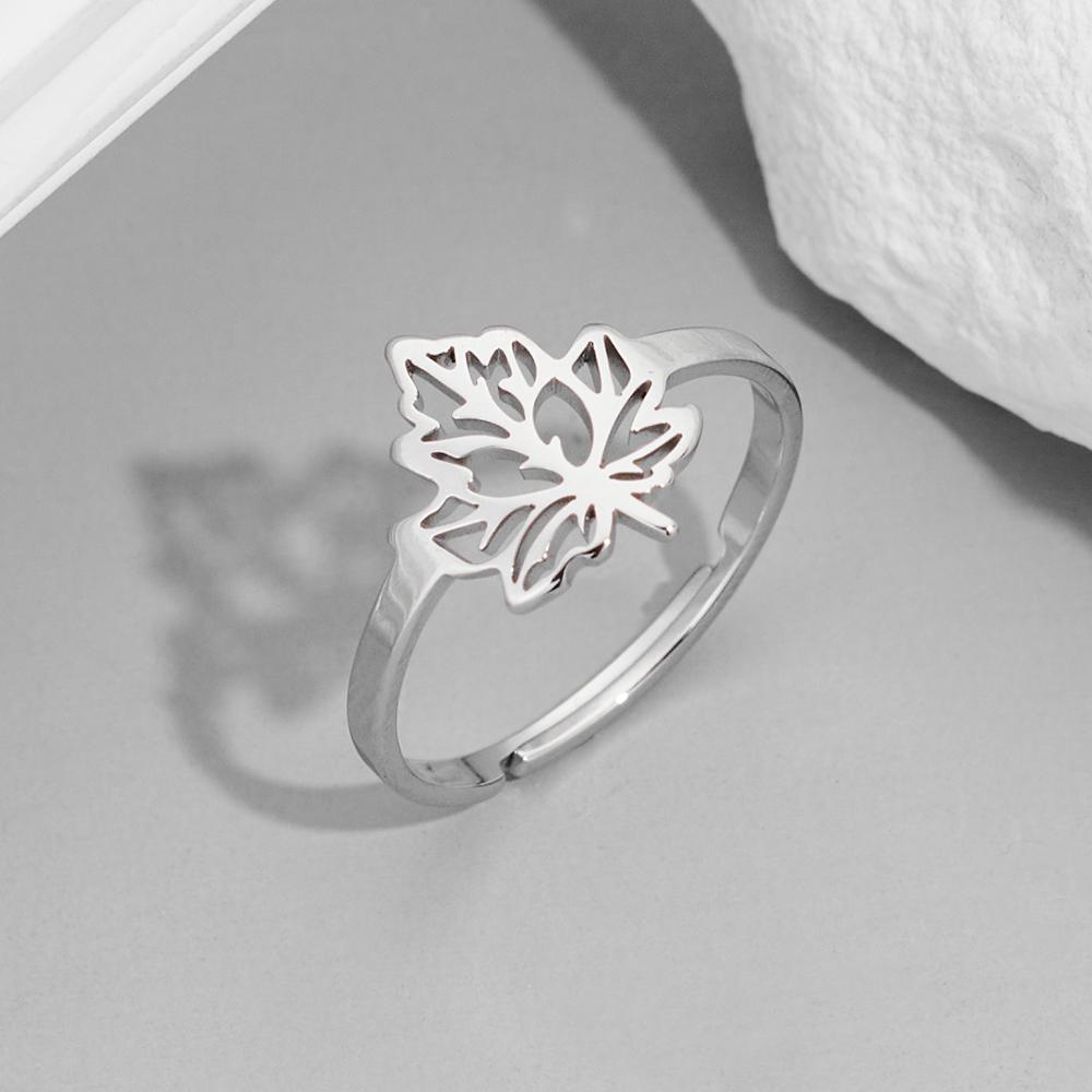 

Plant Leaves Stainless Steel Zircon Golden Women S Knuckle Ring Vintage Flower Adjustable Open New In Rings Anillos Mujer resizable