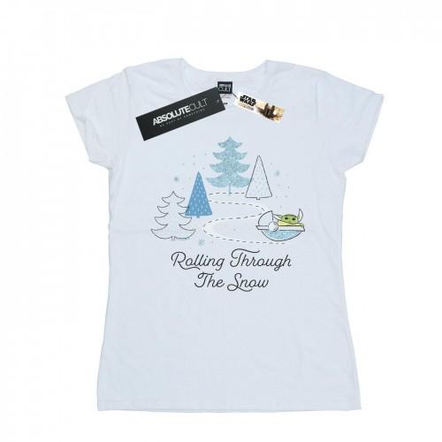 

Star Wars Womens/Ladies The Mandalorian Rolling Through The Snow Cotton T-Shirt білий
