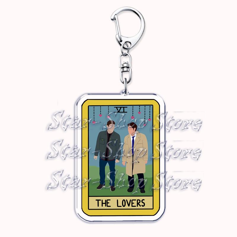 Popular Culture Halloween Tarot Card Keychains for Accessories Moon Luna Death Keyring Jewelry Fans Lovers Friends Reader Gifts