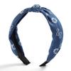 1/3 Stück Geknotetes Print Denim Stoff Stirnband für Frauen Mädchen Shopping Gesichtswäsche Haarreif Einfaches Denim Kopfschmuck