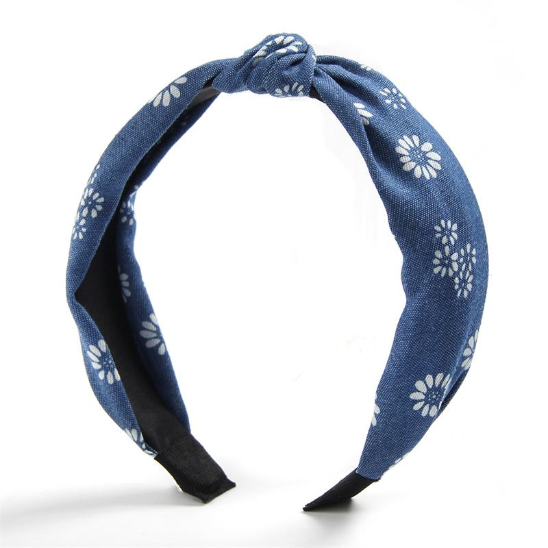 1/3 Stück Geknotetes Print Denim Stoff Stirnband für Frauen Mädchen Shopping Gesichtswäsche Haarreif Einfaches Denim Kopfschmuck