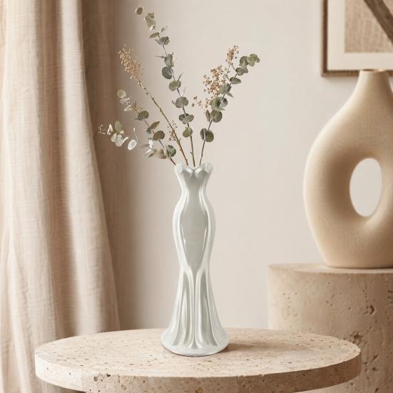 Elegante Kleiderförmige Vase, 3D-gedruckter minimalistischer Blumenhalter, Moderne dekorative Knospenvase für Wohnzimmer, Eingangsbereich, Schminktisch, Heimdekoration