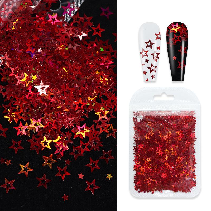 2g/ Bag Hologram Mixed Holloway Pentacle Nail Glitter Flash PET Flake Shaped Glitter for DIY Gel Nail Decoration Accessories