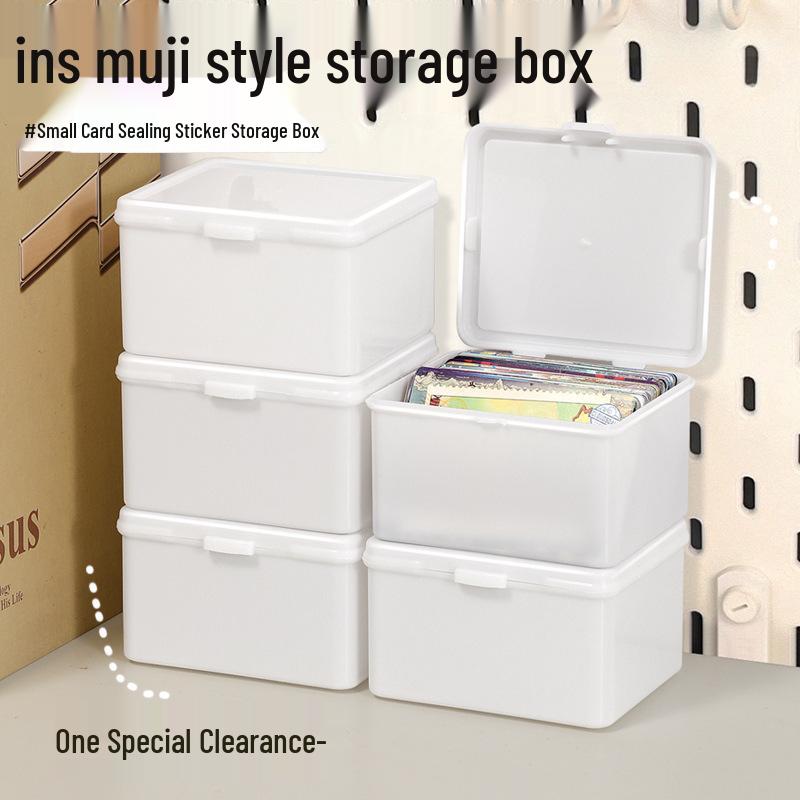 

Flip-Top White Card Storage Box - Dustproof Desktop Stationery Organizer белый