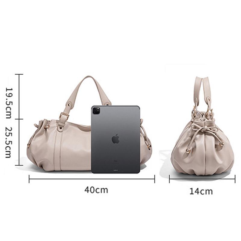 Borsa a Tote di Lusso Vintage Popolare da Donna in Morbido PU Monocolore Grande Capacità Essenziale Quotidiana Casual Borsa a Spalla