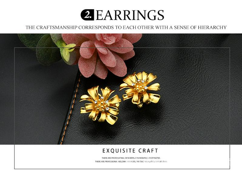 Dubai 24K Gold Bridal Jewelry Set: Necklace, Ring, Earrings, Bracelet