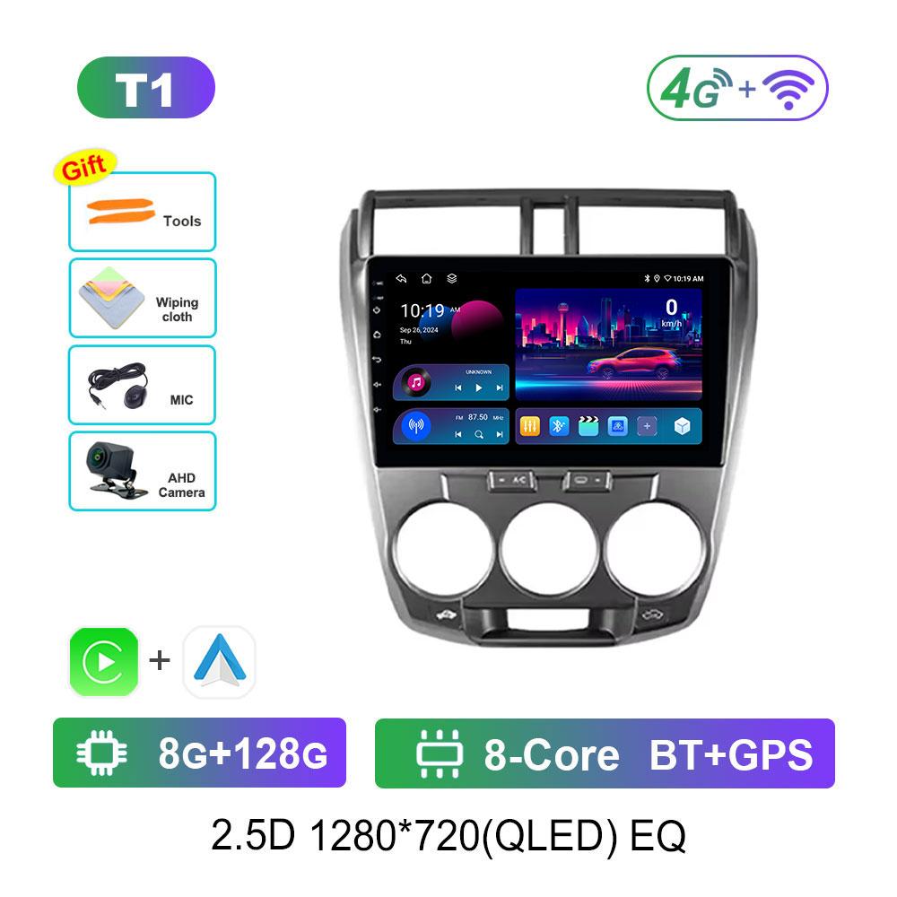 for Honda City 2008 - 2014 Android 14 Intelligent System Car Radio Multimedia Video Player 4G GPS Navi WiFi Split Screen