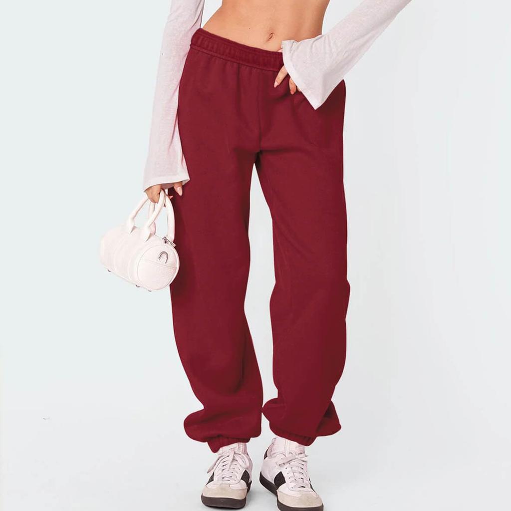Women's Fleece Sweatpants Winter High Waisted Sweat Pants Drawstring Baggy Jogger Pants
