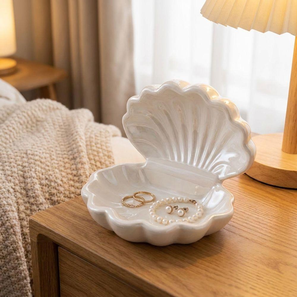 3D Printed Jewelry Storage Tray Multi-function Jewelry Organizer Shell Shape Storage Box Desk