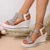 Shiny Crystal Wedge Heel Sandals for Women Fashion Clear PVC Platform Sandals Woman Thick Sole Rhinestone Butterfly Party Shoes
